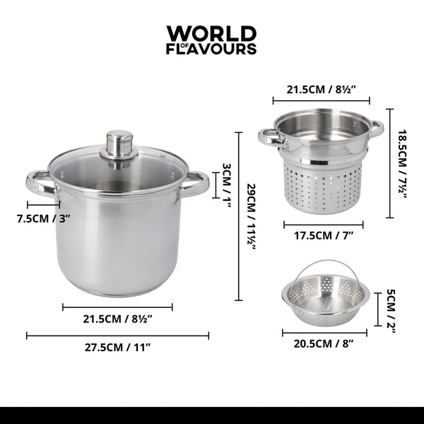 KitchenCraft World of Flavours Italian Pasta Pot with Steamer Insert image 8