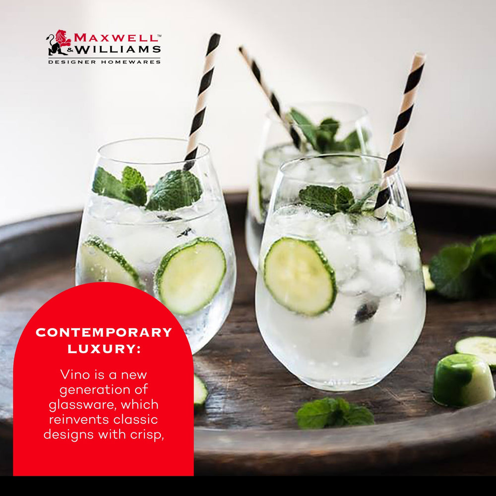 Maxwell & Williams Vino Set of 6 400ml Stemless White Wine Glasses