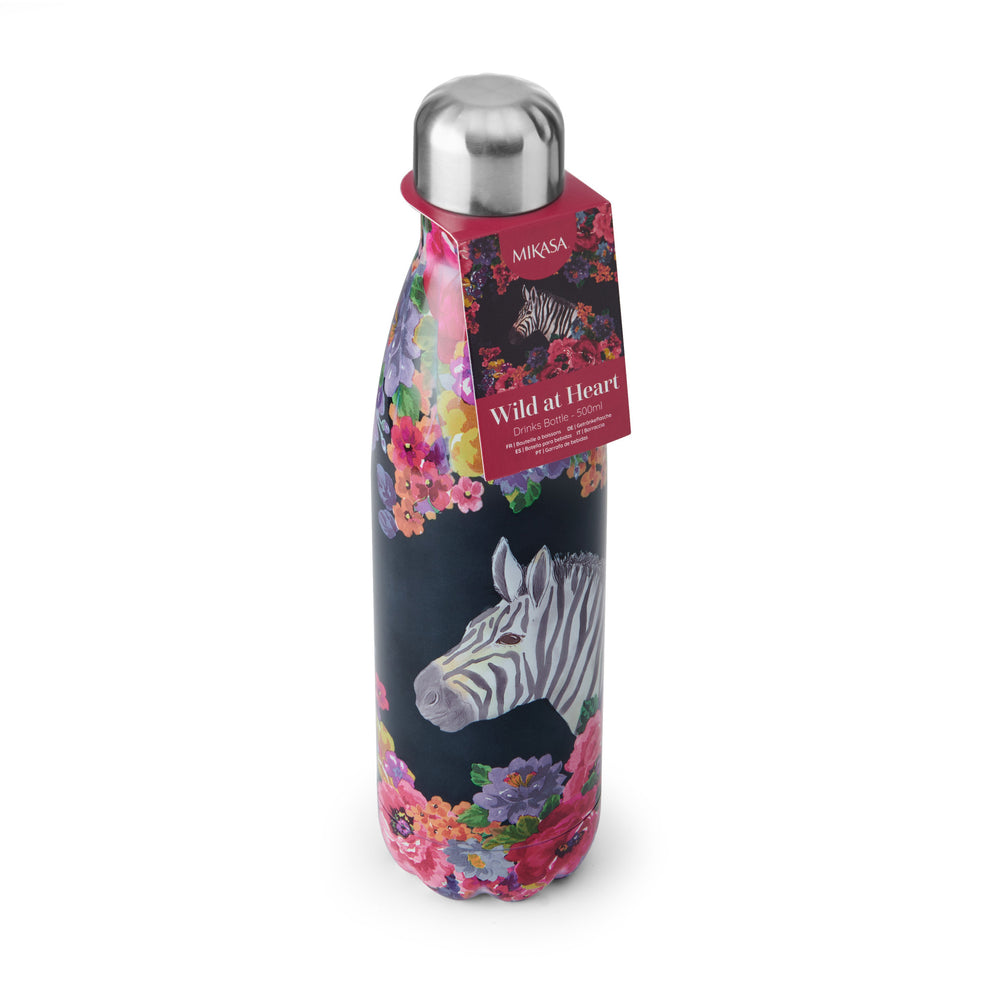 Mikasa Wild at Heart Zebra Water Bottle, 500ml