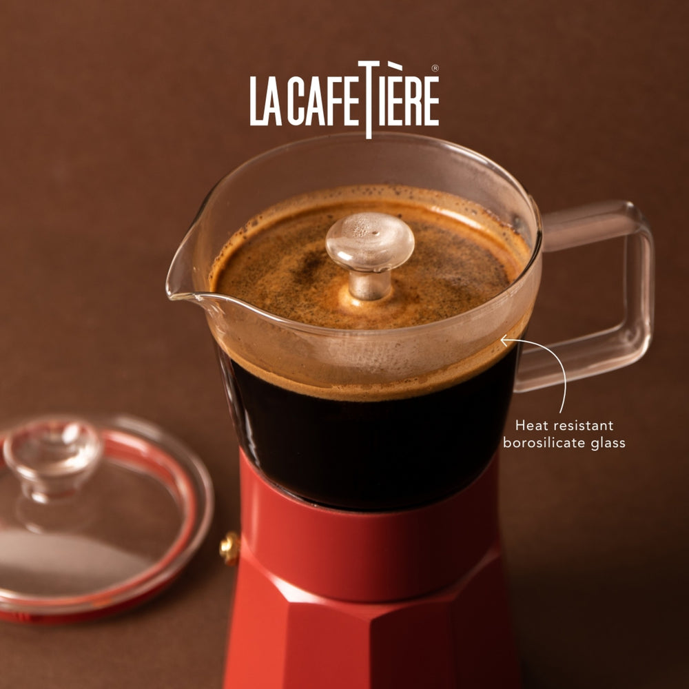 La Cafetière Verona Glass Espresso Maker - 6 Cup, Red