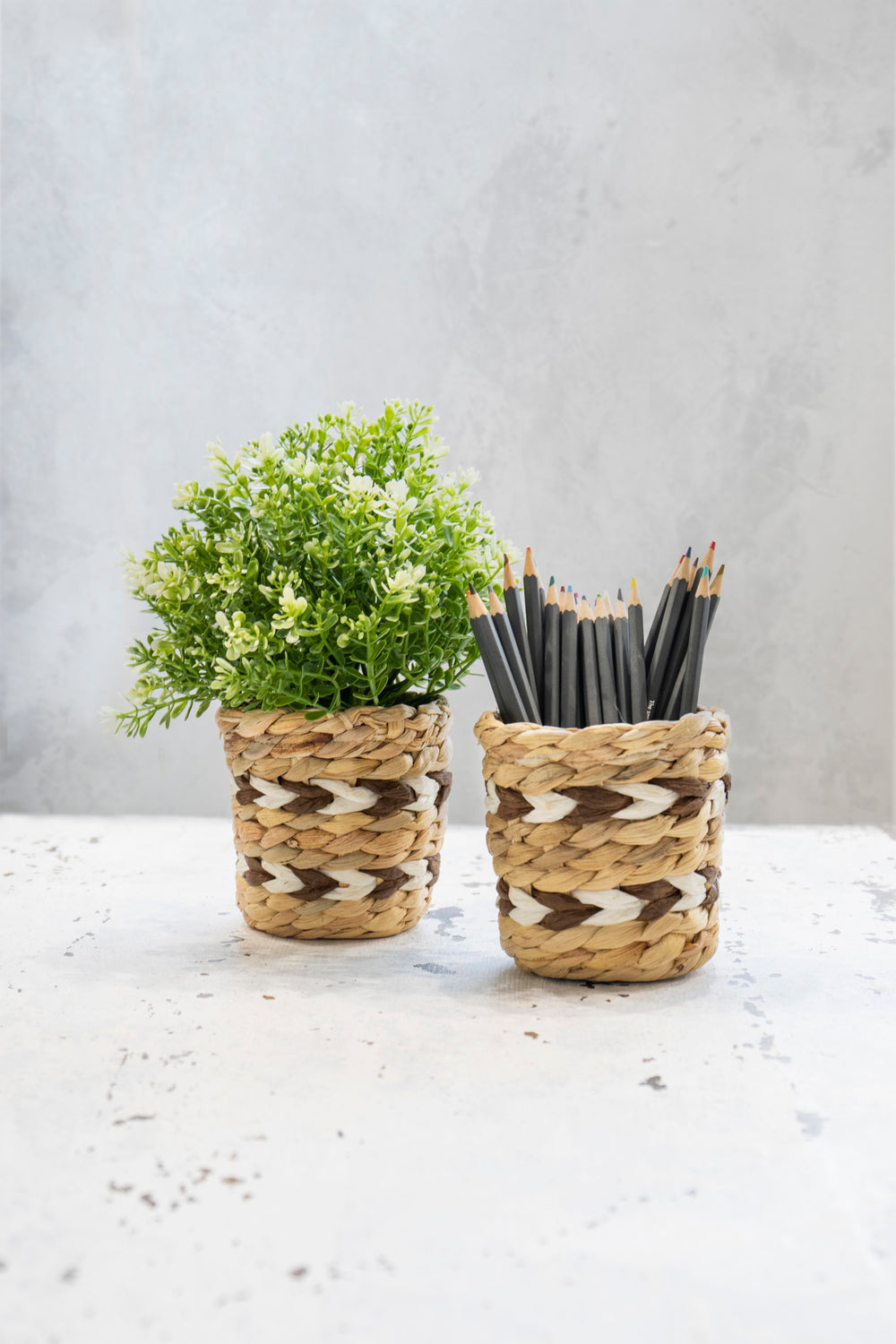 KitchenCraft Water Hyacinth Planters, Set of 2, Striped Design