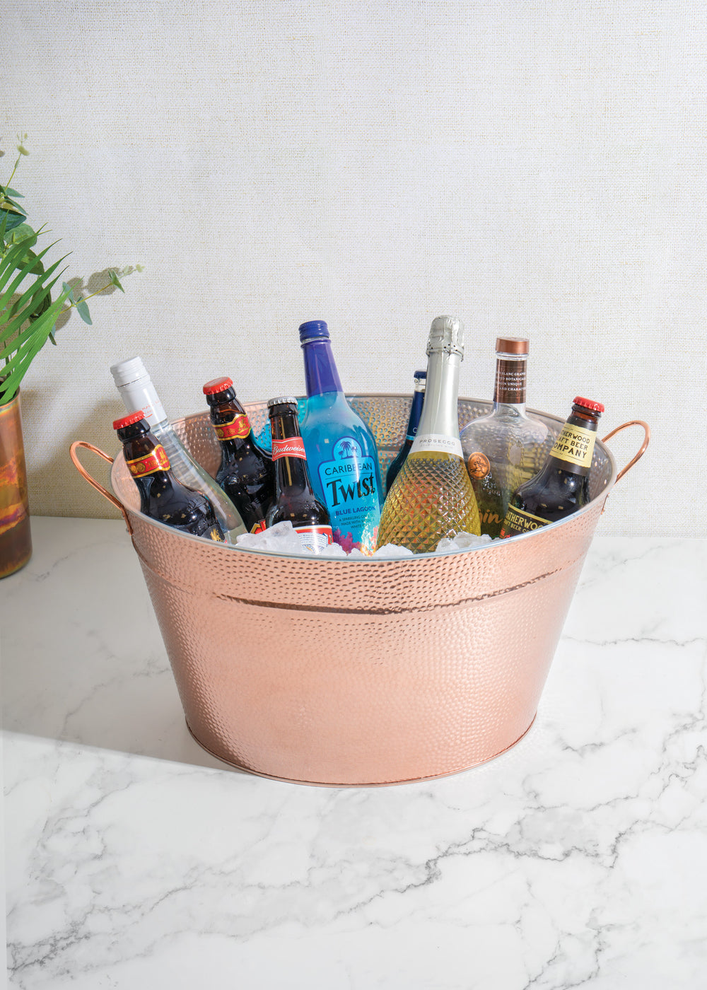 BarCraft Large Copper Champagne Bucket, Steel