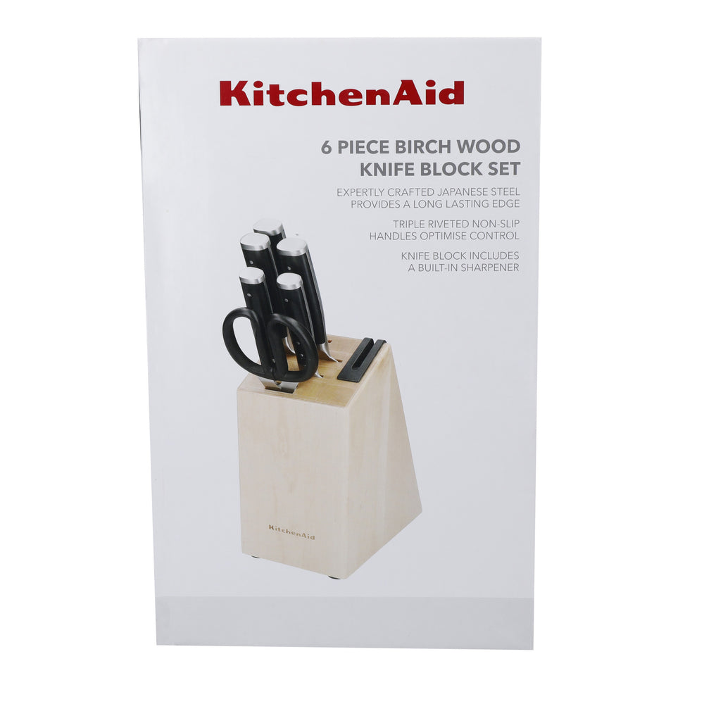 KitchenAid Classic 6-Piece Knife Set with Block, Sharp High-Carbon Jap ...