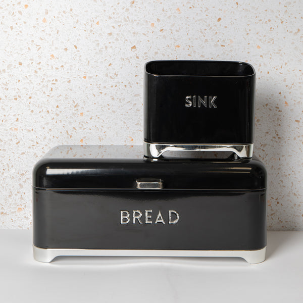 6pc Midnight Black Kitchenware Set including Five Stainless Steel Knives with a Metal Storage Block and Sink Tidy image 2