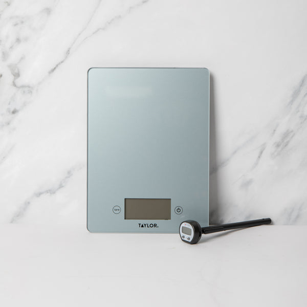 2pc Gift-Boxed Measuring Set with Pewter Pro Glass Digital Kitchen Scale 5kg and Pro High-Temperature Thermometer image 2