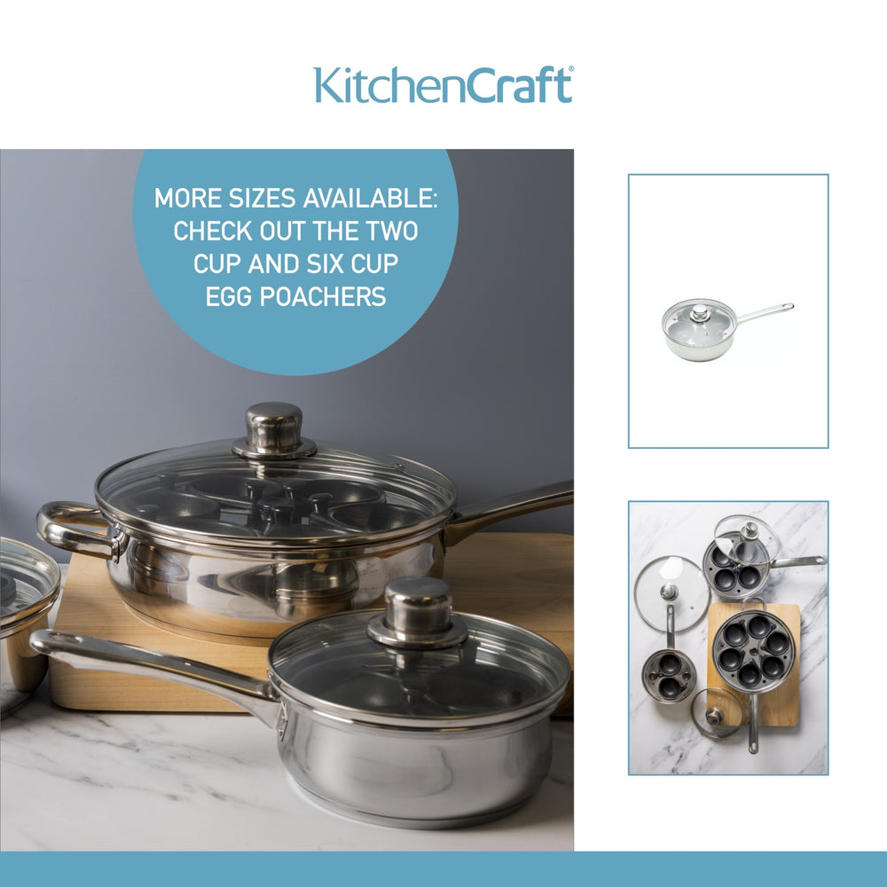 KitchenCraft Stainless Steel Four Hole Egg Poacher