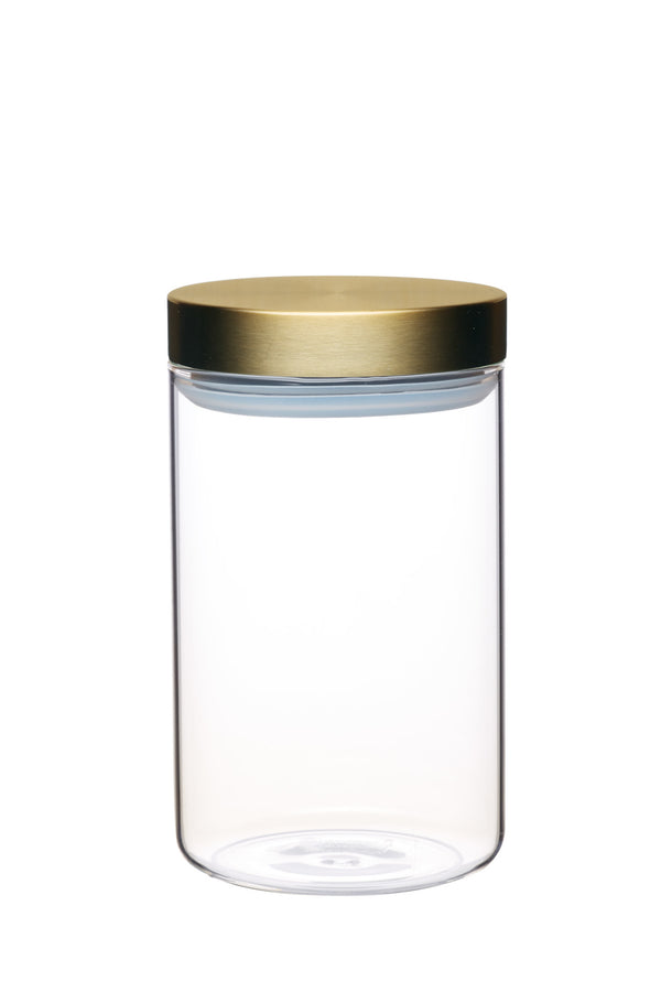 3pc Glass Storage Jar Set with Burnished Brass Lids, includes Small, Medium and Large Storage Jars image 5