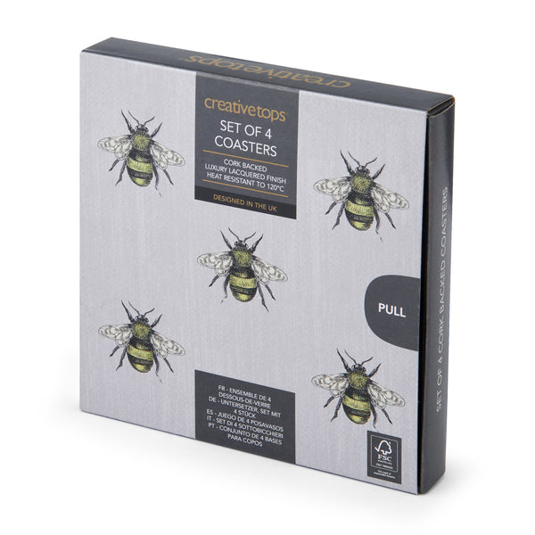 Creative Tops Country Bee Set Of 4 Square Coasters, Grey 10.5 x 10.5 x 2CM image 4