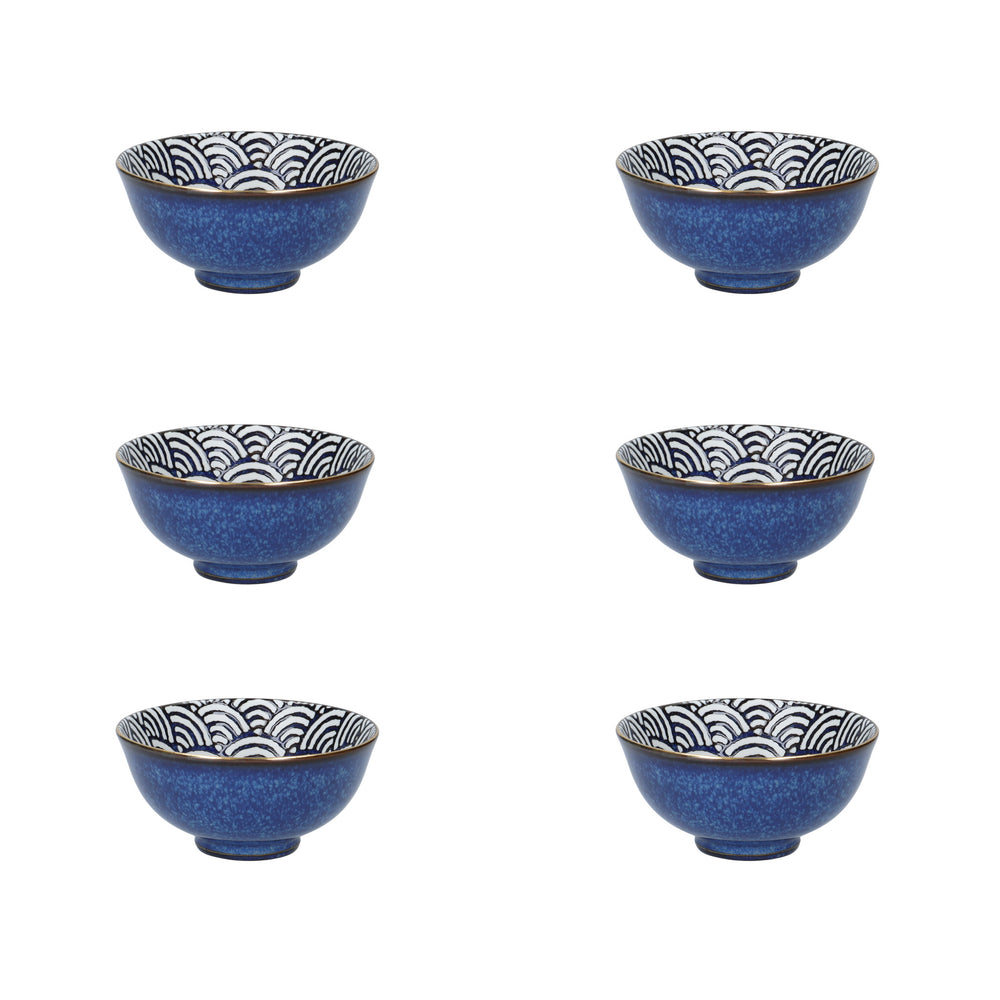 Set of 6 Mikasa Satori 11.5cm Porcelain Indigo Blue Miso Serve Bowls image 1