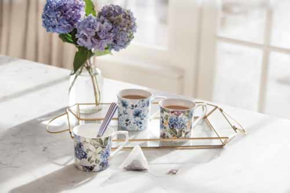 KitchenCraft Blue Rose Fluted Mug, 300ML