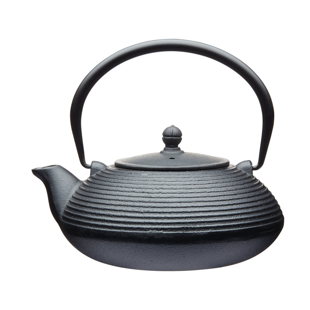 2pc Tea Set including Large Black Cast Iron Japanese Teapot with Infuser, 900ml and Wooden Compartment Tea Box