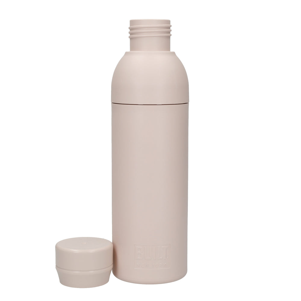 BUILT Planet Bottle, 500ml Recycled Reusable Water Bottle with Leakproof Lid - Pale Pink