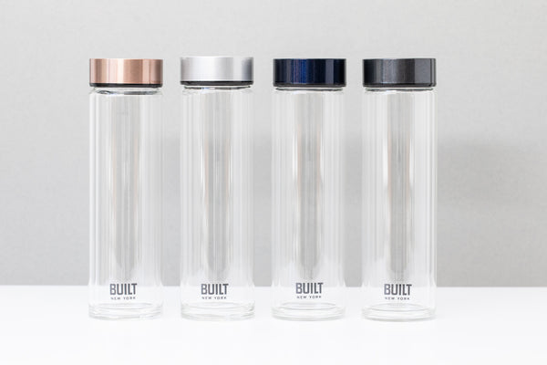 BUILT Tiempo 450ml Insulated Water Bottle, Borosilicate Glass / Stainless Steel - Rose Gold image 6