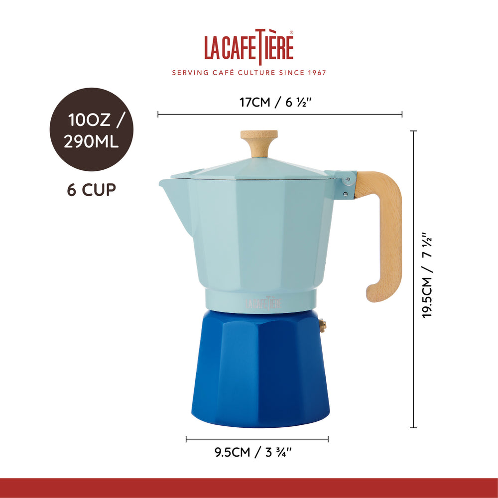 La Cafetière Espresso Pot 6 Cup, Sky Blue