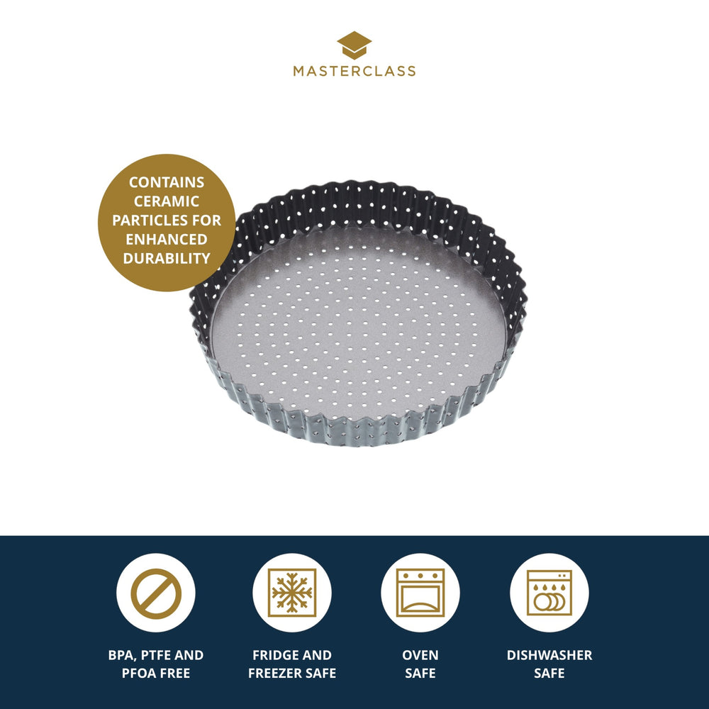 MasterClass Crusty Bake Non-Stick Fluted Round Quiche Tin, 25cm