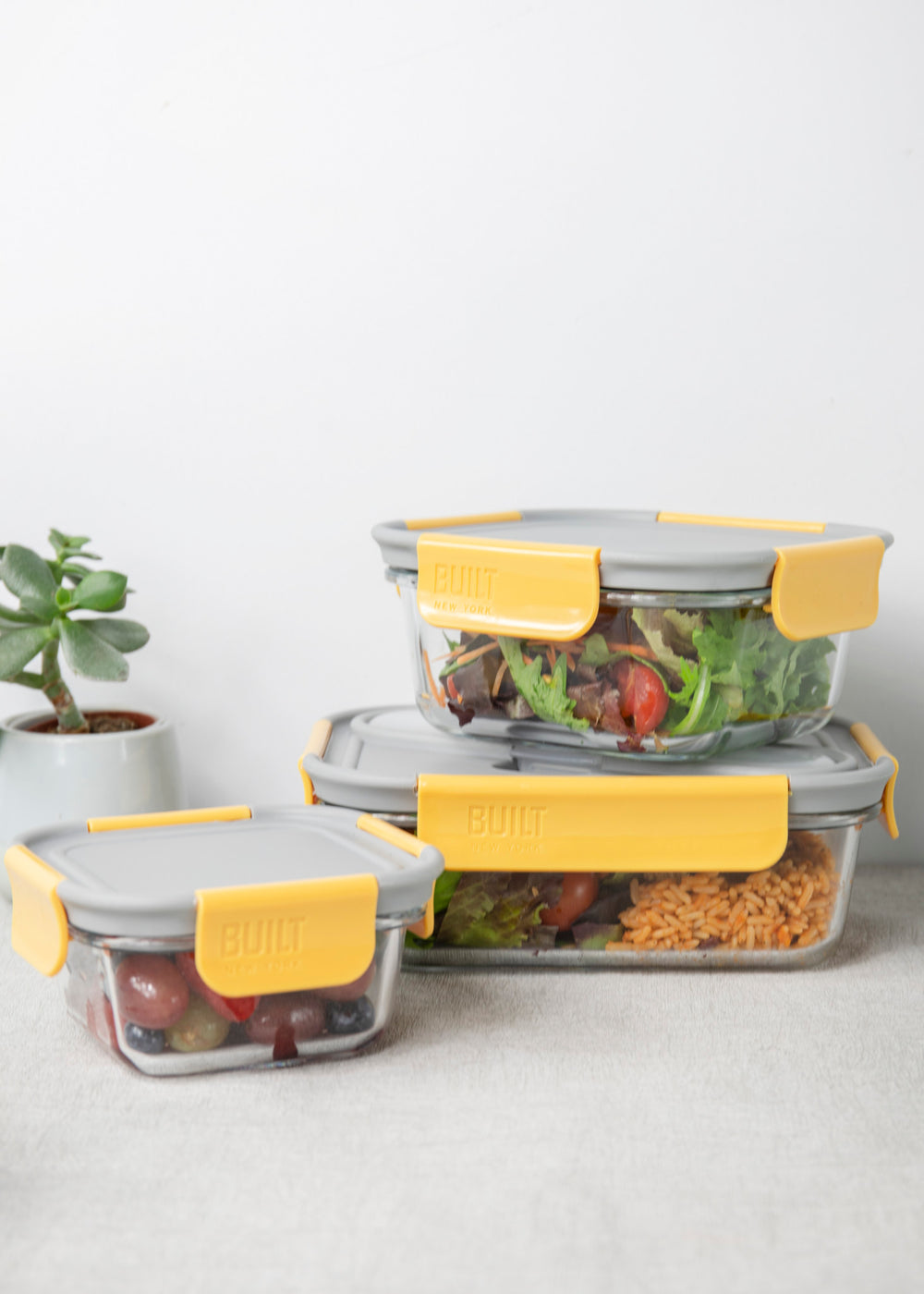 Built Stylist Glass 900ml Lunch Box with Cutlery
