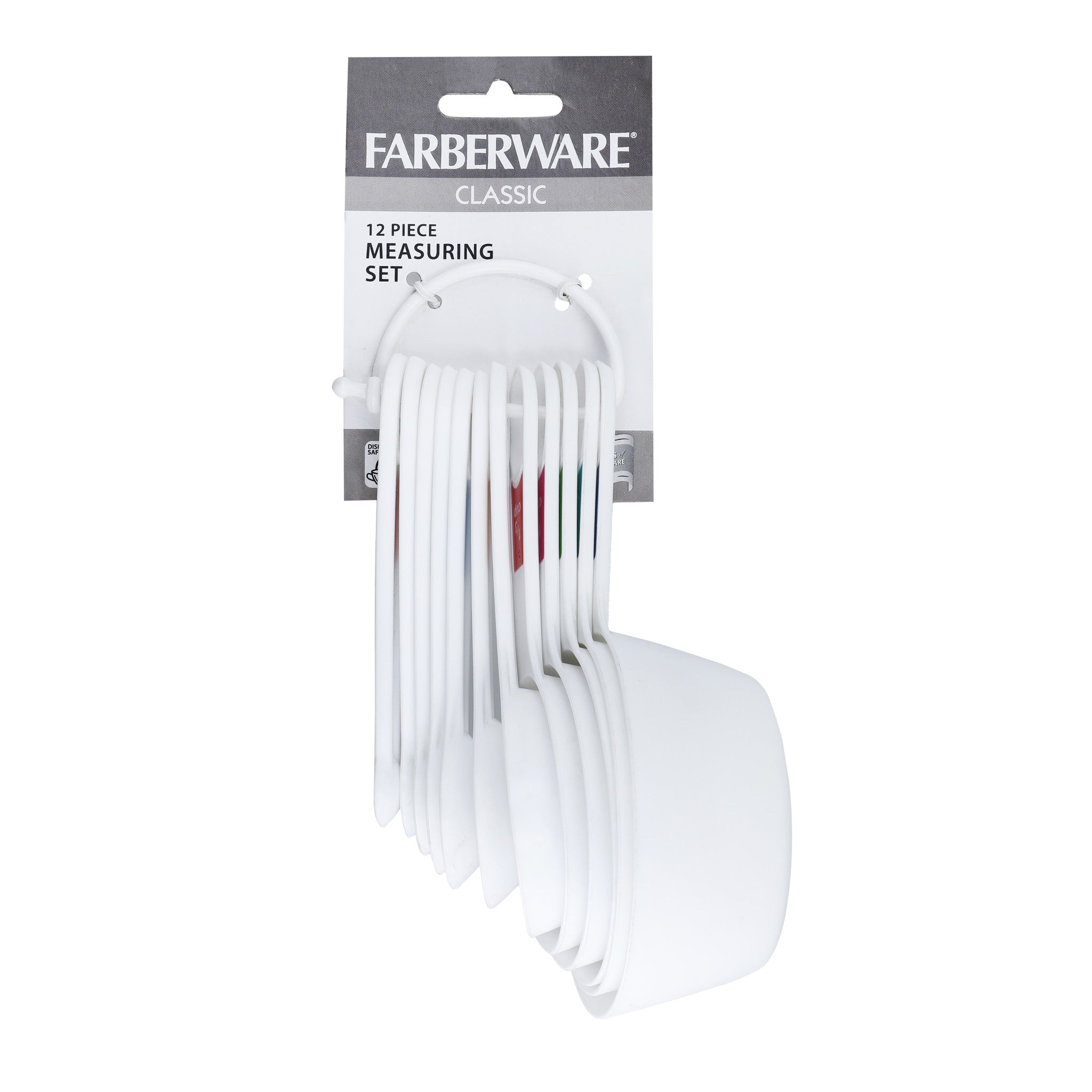 Farberware ColourCoded Measuring Cups and Spoons Set, Plastic White