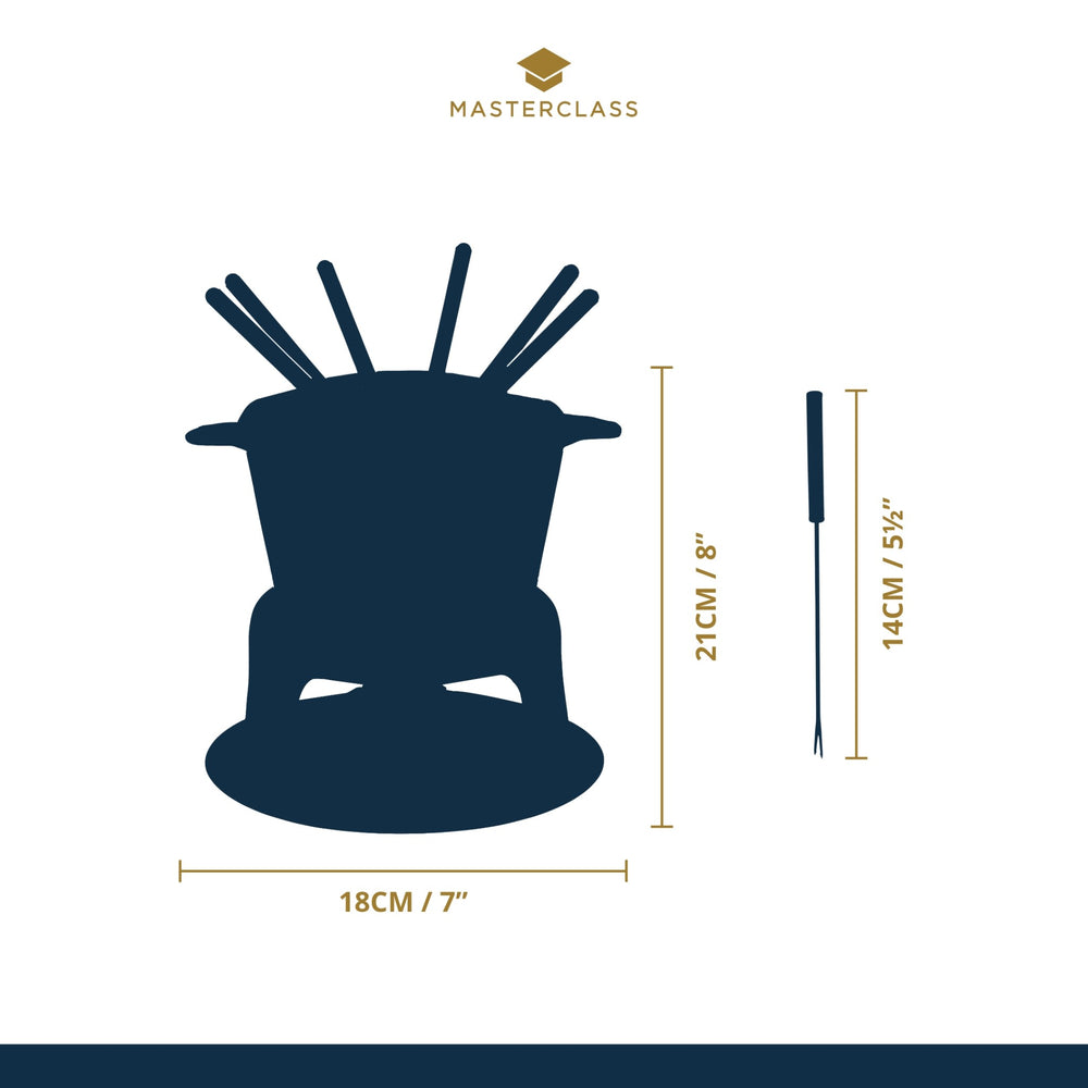 MasterClass Cast Iron Enamelled Cream Fondue Set