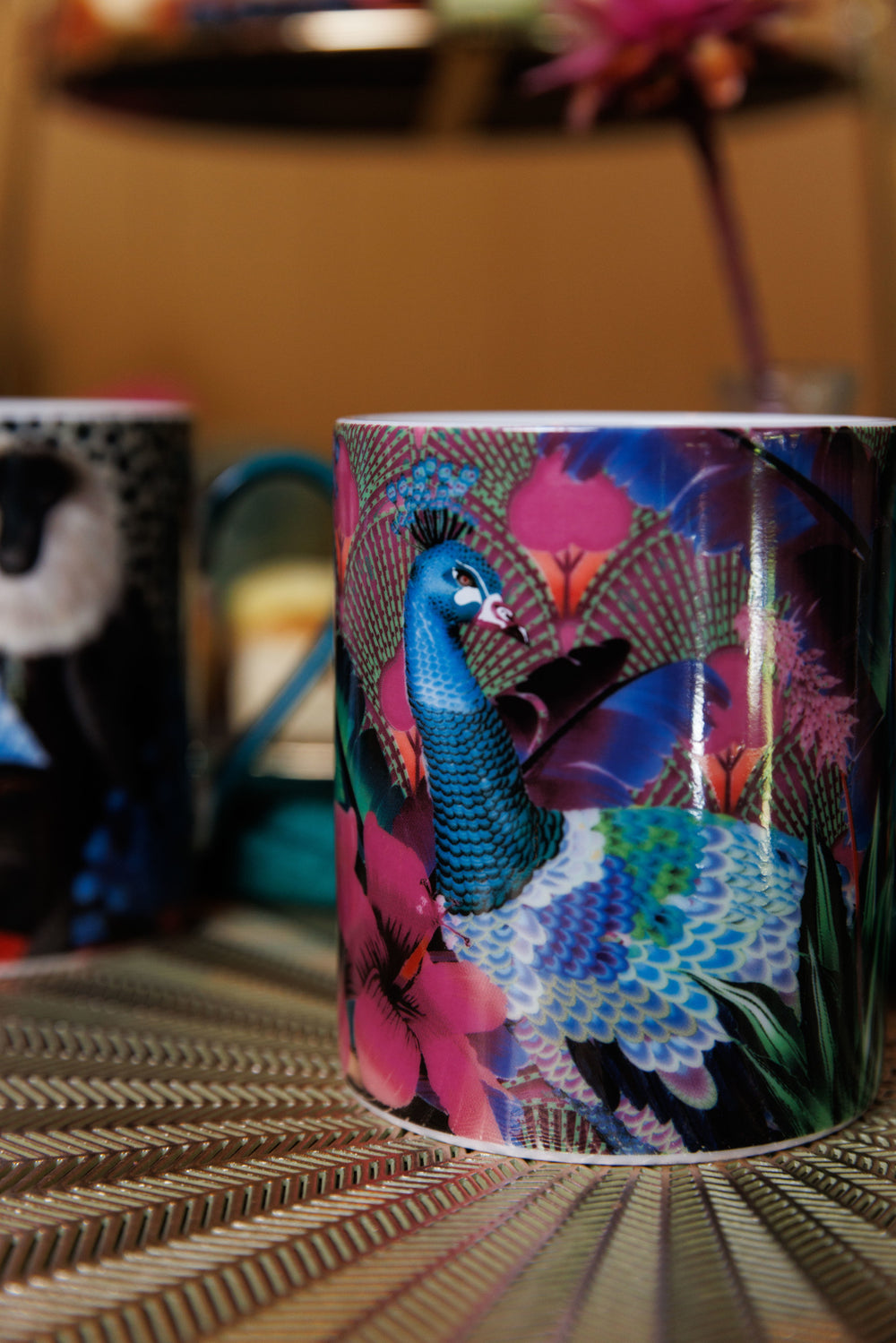 Mikasa x Sarah Arnett Porcelain Mug with Peacock Print, 350ml