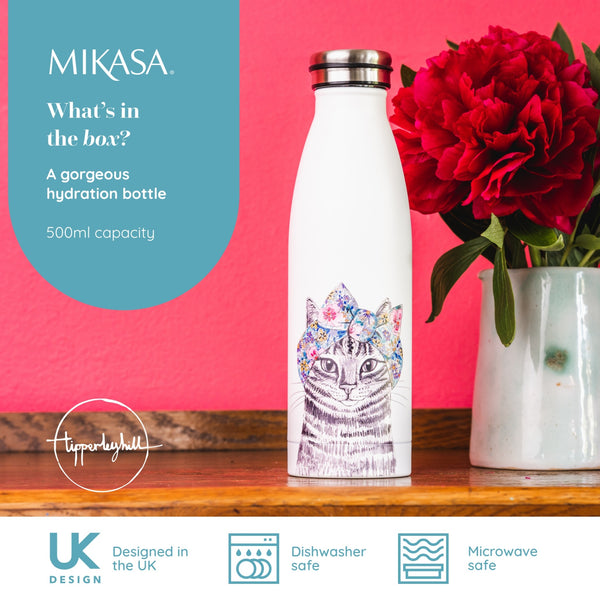 Mikasa Tipperleyhill Cat Double-Walled Stainless Steel Water Bottle, 500ml image 8