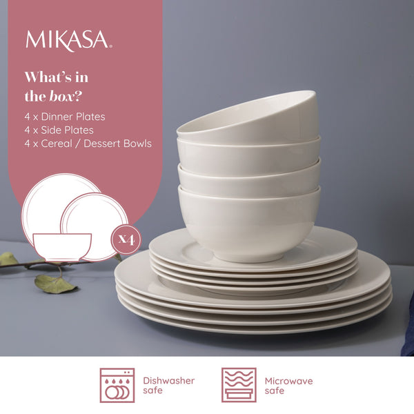 Mikasa Egret 12-Piece China Dinner Set, White image 7