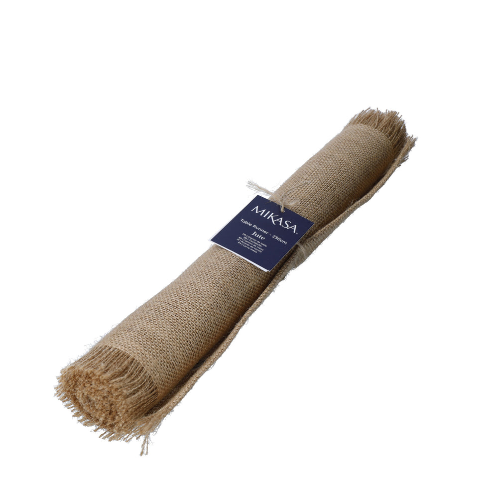 Mikasa Frayed Jute Table Runner, Natural, 230 x 33cm