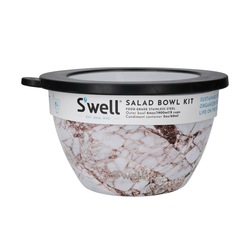 S'well Calacatta Gold Salad Bowl Kit, 1.9L
