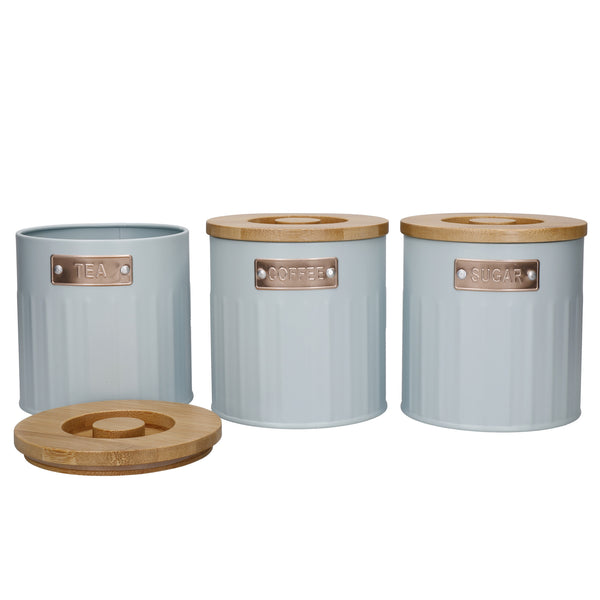 KitchenCraft Tea, Coffee and Sugar Canisters L, Light Blue