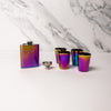 5pc Drink Set with 4x Metallic-Effect Shot Glasses and Stainless Steel Hip Flask with Refill Funnel image 2