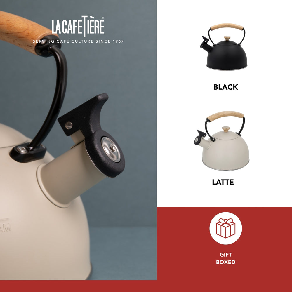 La Cafetière Latte Whistling Kettle with Wooden Handle, 1.6L