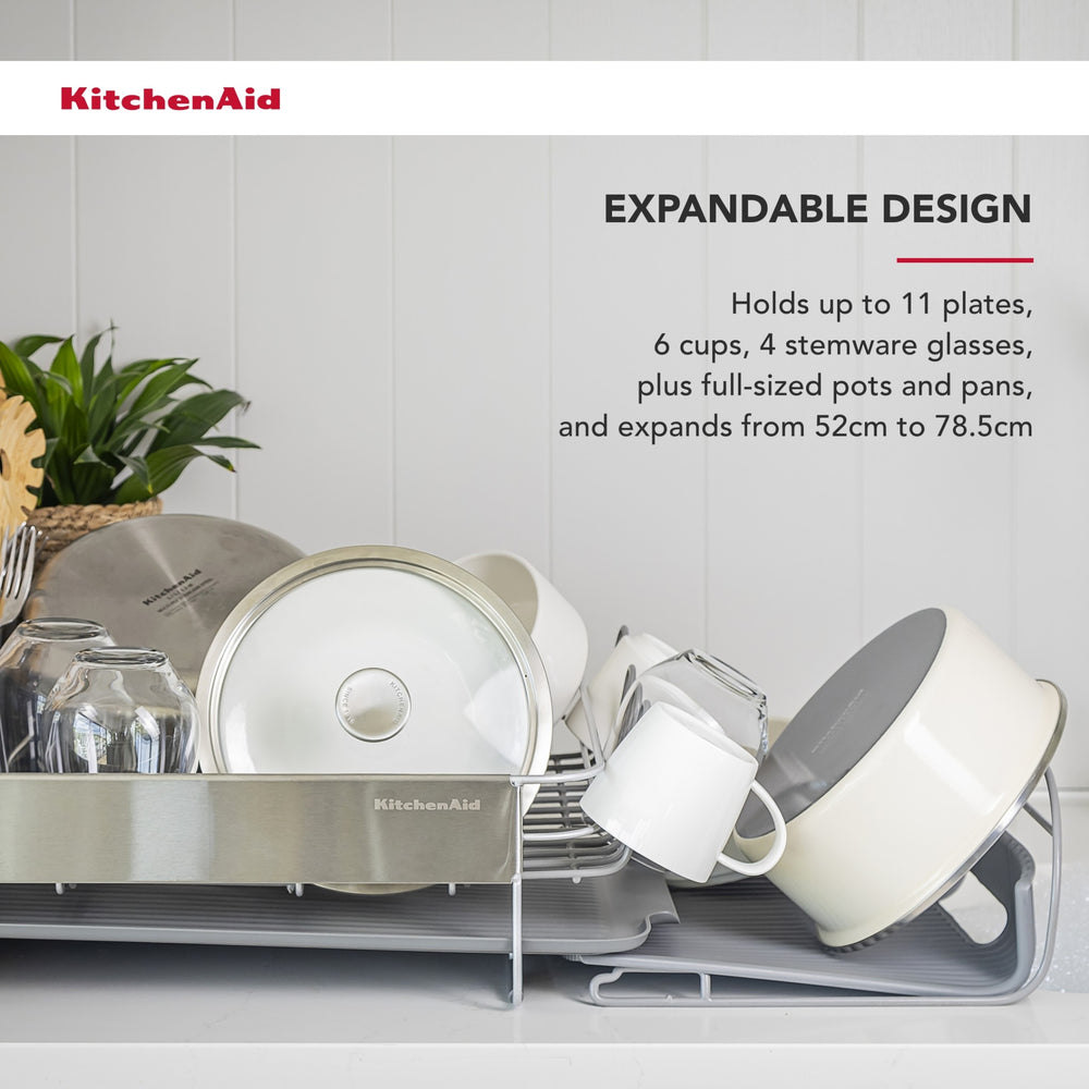 KitchenAid Expandable Dish-Drying Rack with Glassware Attachment