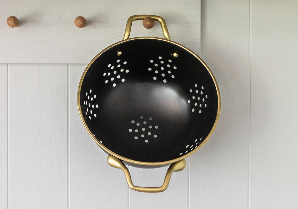 MasterClass 24cm Stainless Steel Matt Black and Brass Colander