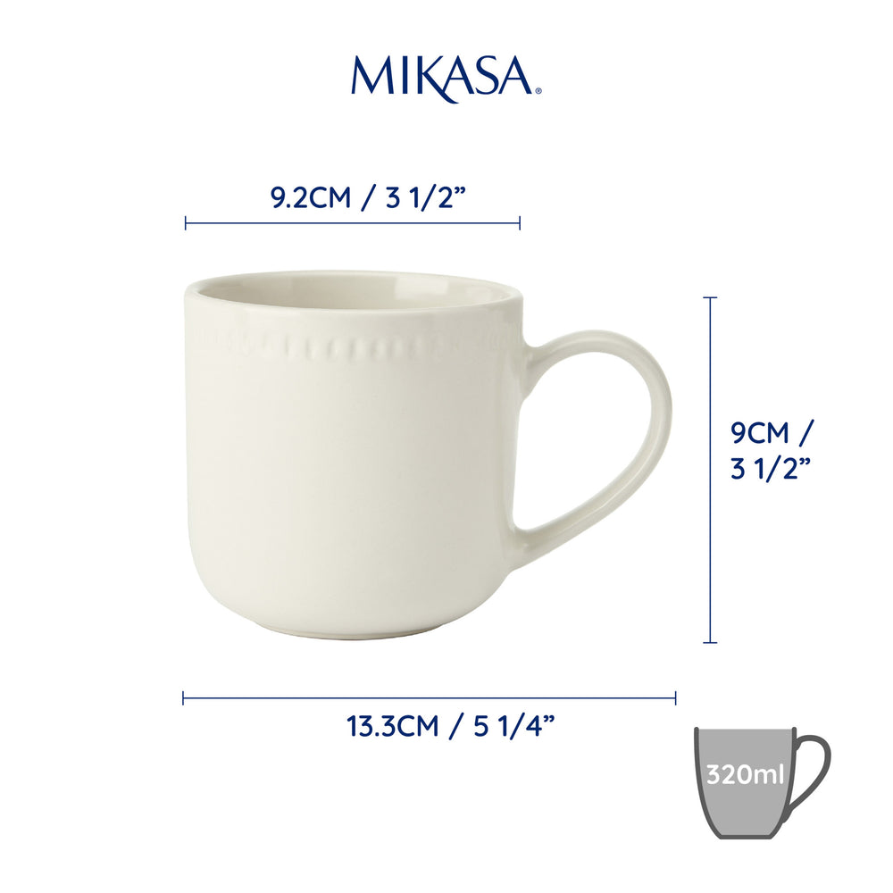 Mikasa Cranborne Stoneware Mugs, Set of 4, 320ml, Cream
