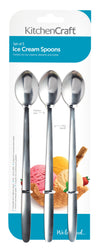KitchenCraft Set of 3 Stainless Steel Ice Cream / Soda Spoons image 2