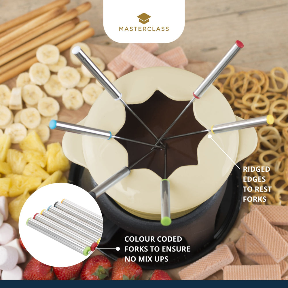 MasterClass Cast Iron Enamelled Cream Fondue Set