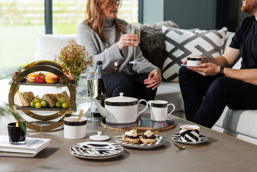 Mikasa Luxe Deco China Tea Cups and Saucers, Set of 2, 200ml