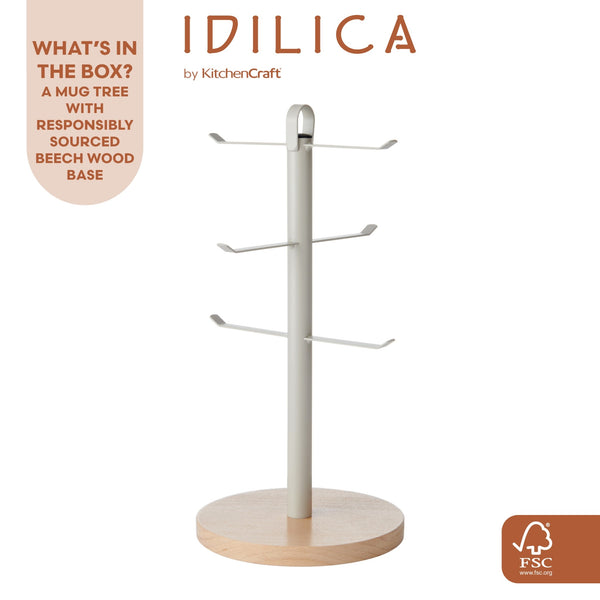 KitchenCraft Idilica Metal Mug Tree with Beechwood Base, 33cm image 8