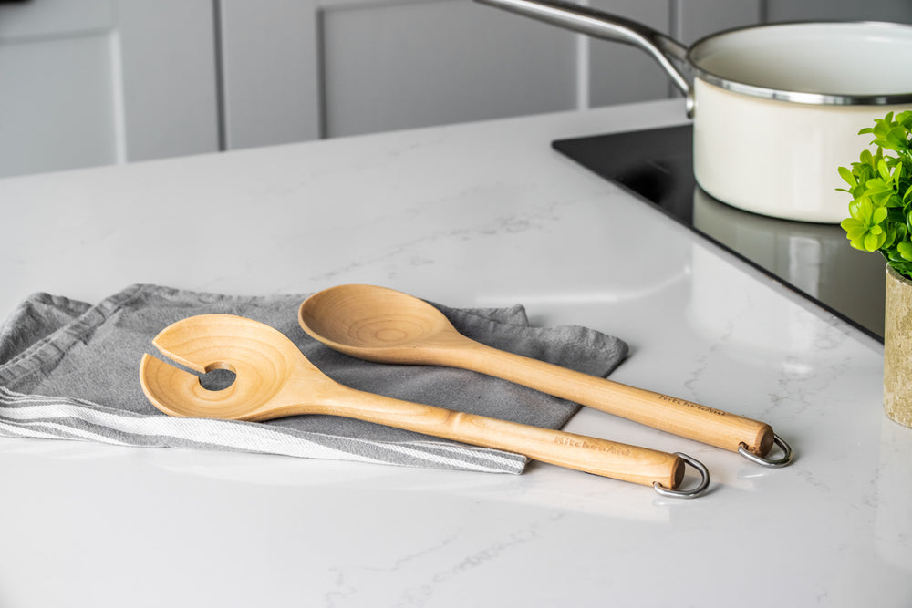 KitchenAid Birchwood Salad Servers, Fork and Spoon