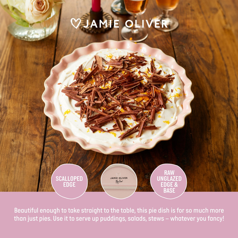 Jamie Oliver Big Love Proper Pie Dish, Stoneware, Pink, 28 x 6cm
