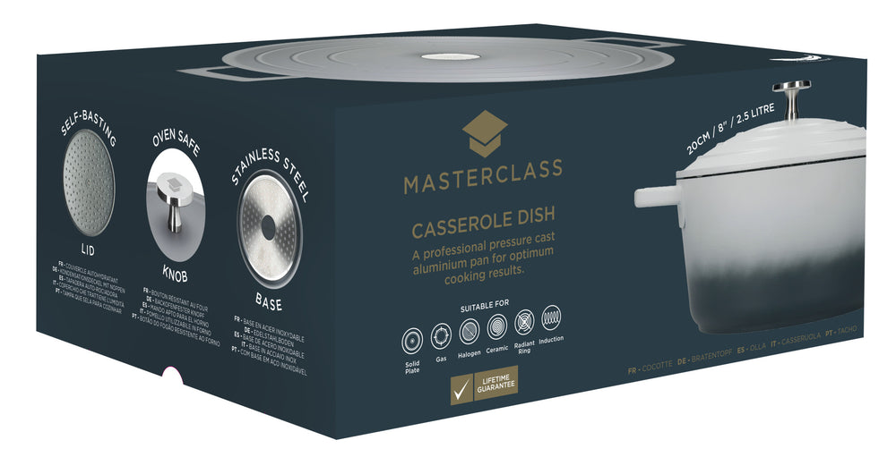 MasterClass Lightweight 2.5 Litre Casserole Dish with Lid - Ombre Grey