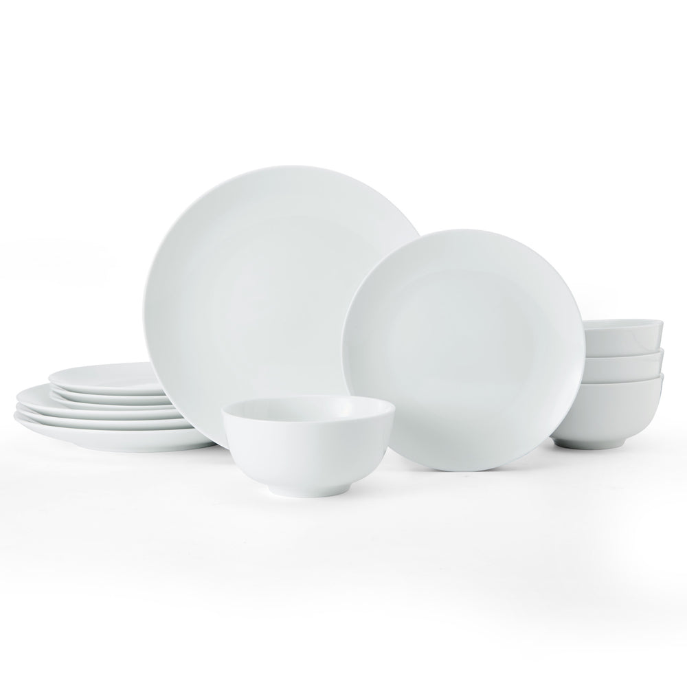 Mikasa Chalk 12-Piece Porcelain Dinner Set, White