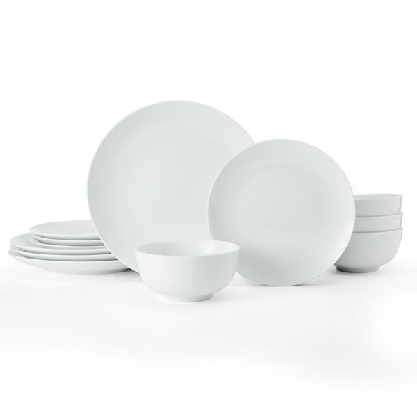 Mikasa Chalk 12-Piece Porcelain Dinner Set, White image 3