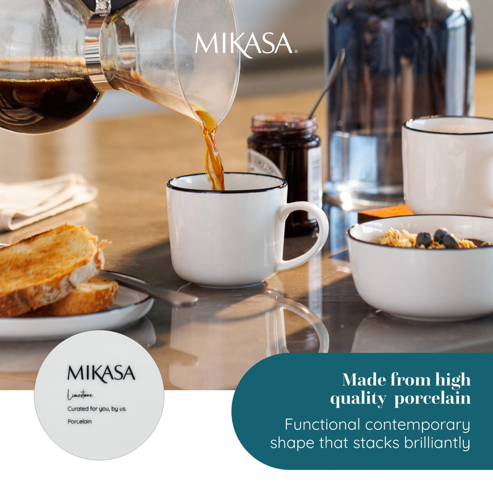 Mikasa Limestone Porcelain Mugs, Set of 4, 360ml, White