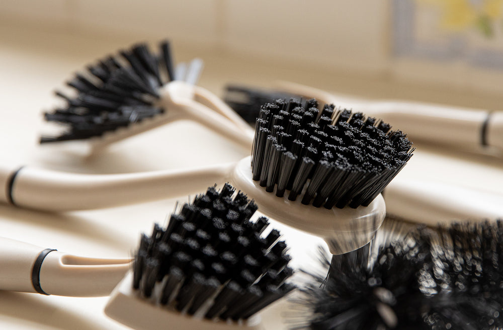 Natural Elements Eco-Friendly Cleaning Brush for Small Spaces, Recycled Plastic with Straw Bristles