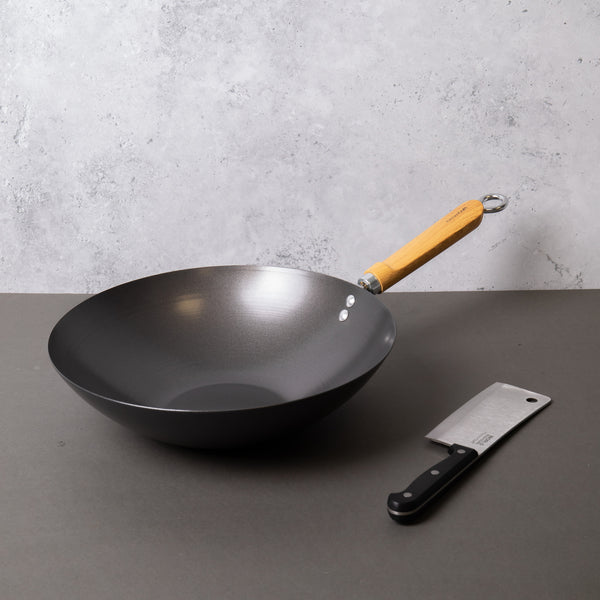 2pc Oriental Cooking Set with Carbon Steel 30cm Non-Stick Wok and Stainless Steel Cleaver image 2