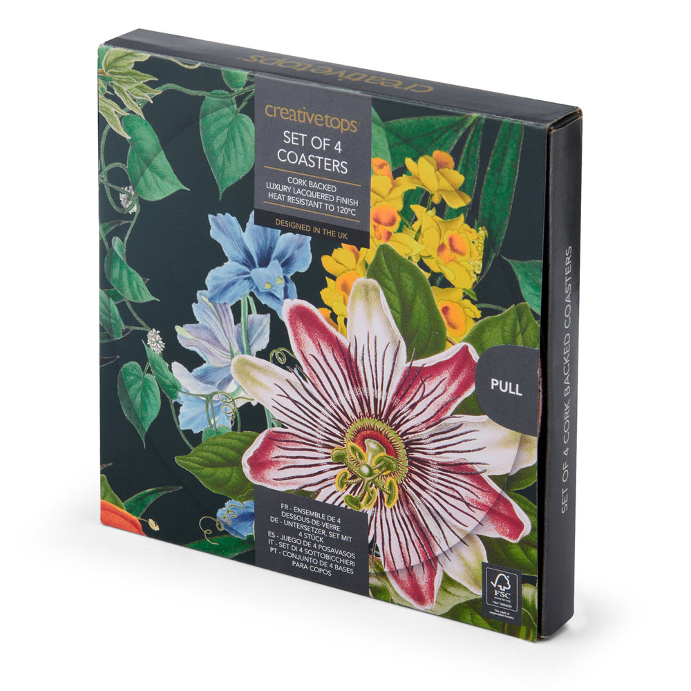 Creative Tops Tropical Floral 4 Round Coasters, 12 x 12 x 2CM