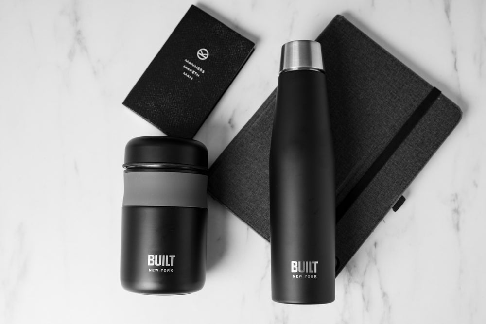 BUILT Apex Insulated Water Bottle & Food Flask Set, Black
