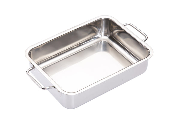 Set of Three Stainless Steel Heavy Duty Roasting Pans, 27cm x 20cm, 32cm x 23cm & 37cm x 27cm image 3