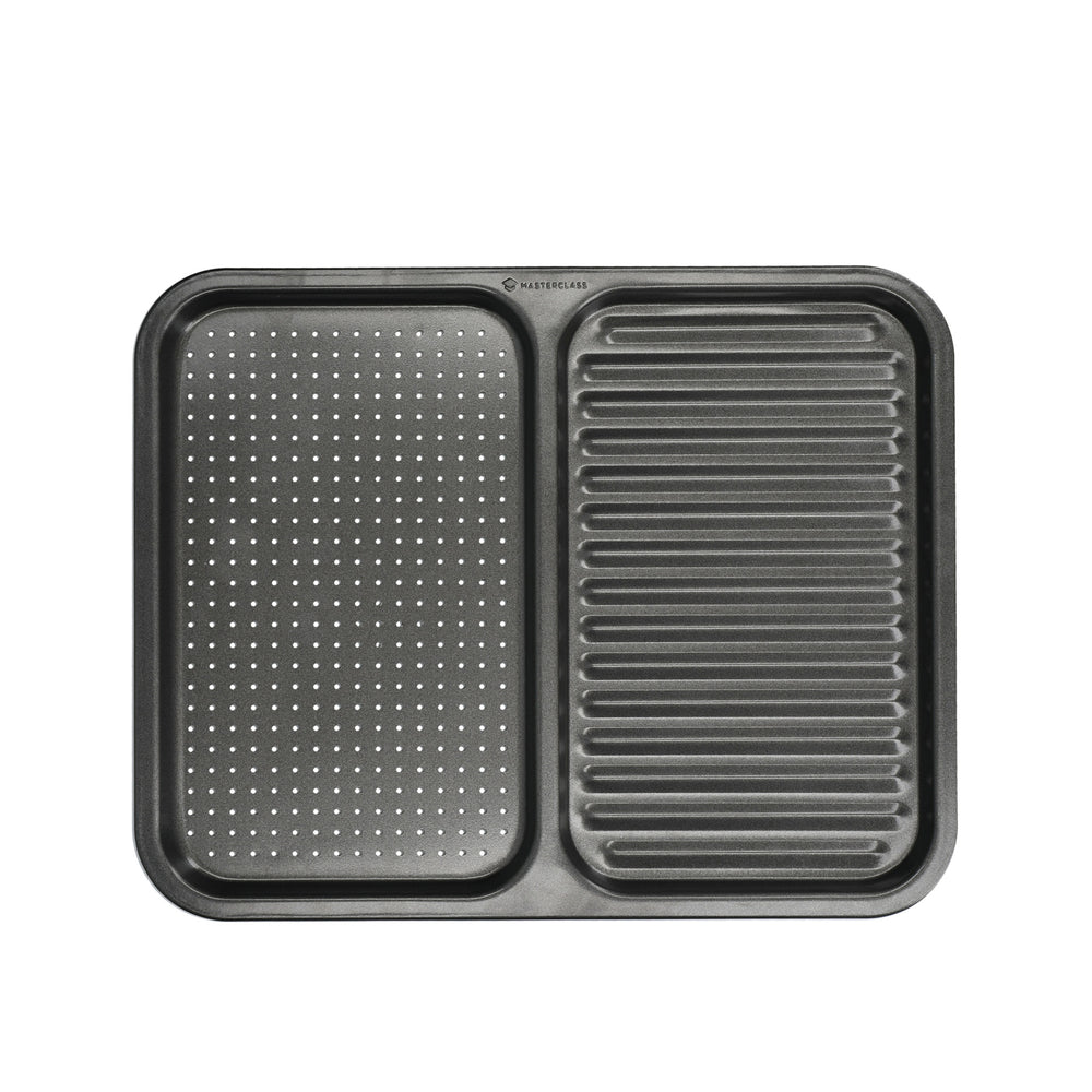 MasterClass Non-Stick 2-in-1 Divided Crisping Tray / Ridged Baking Tray