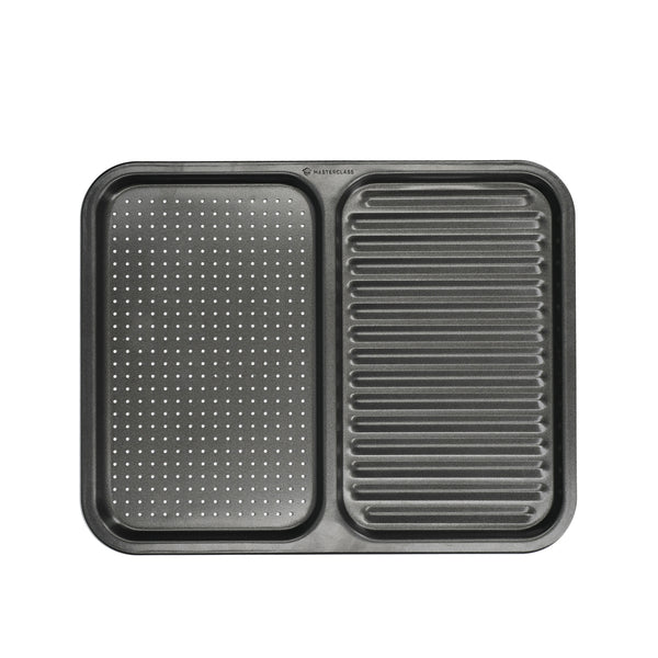 MasterClass Non-Stick 2-in-1 Divided Crisping Tray / Ridged Baking Tray image 3